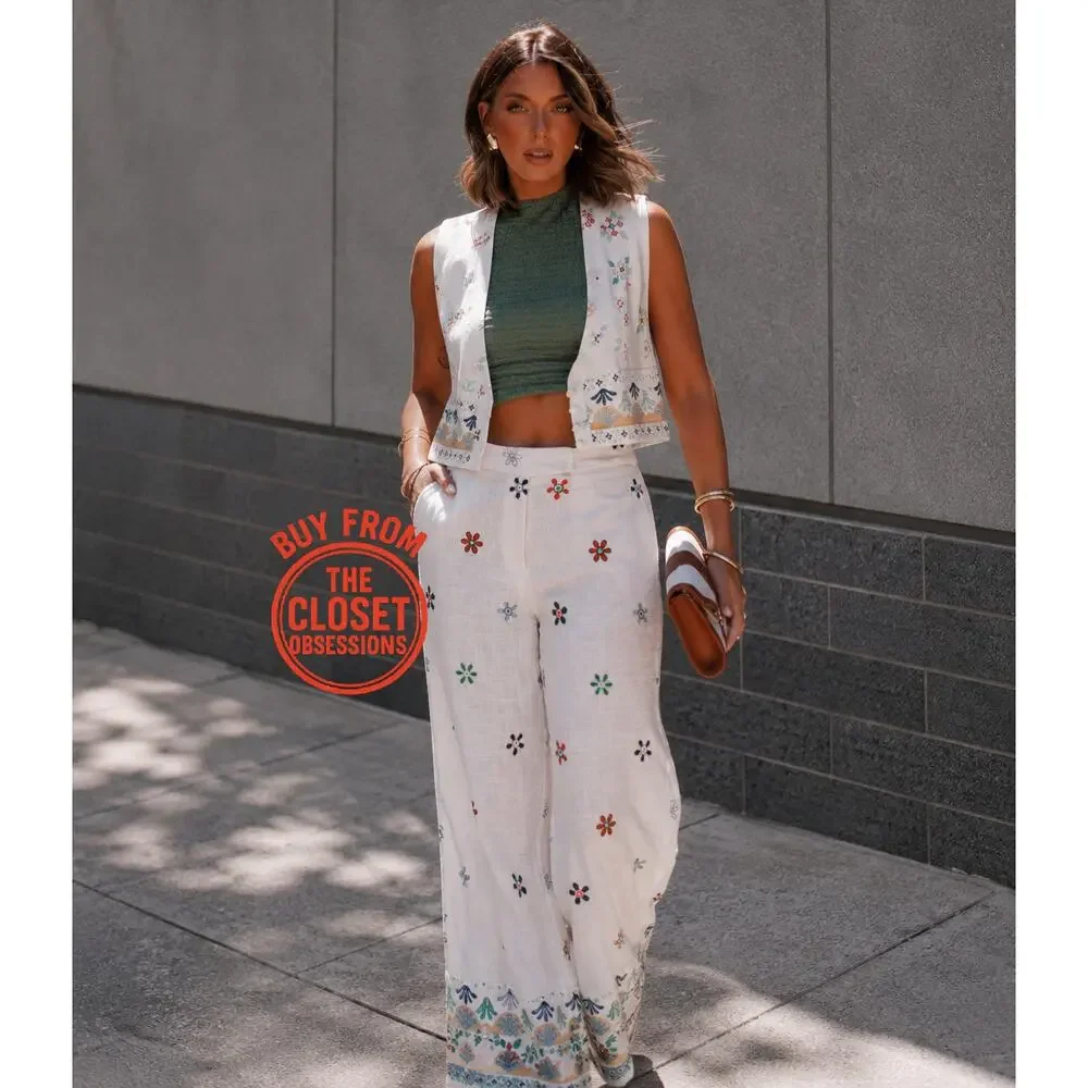 ZARA Co-Ord Set Sleeveless Vest Wide Leg Pants NWT Rare